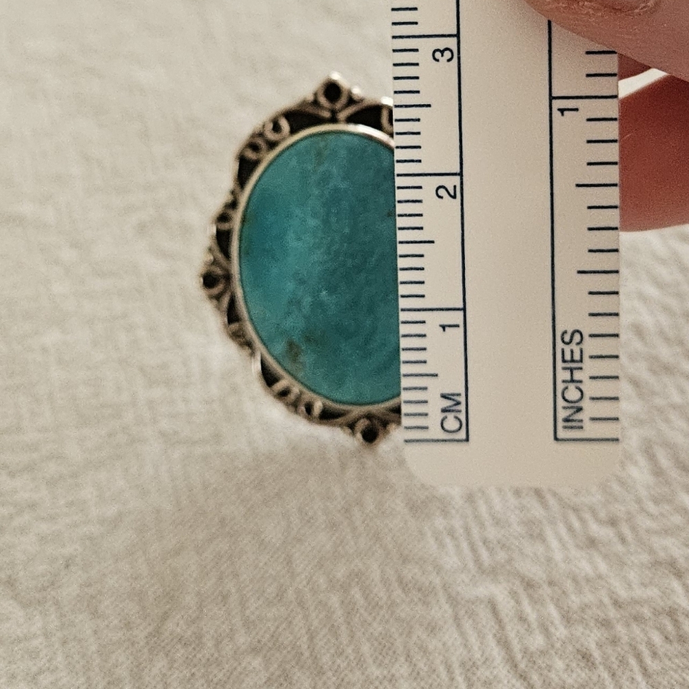 Artisan Turquoise Sterling Silver Ring Sz 7 TGW 13.7 - Picture 11 of 12